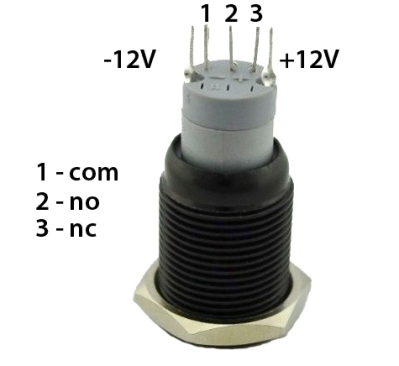 przycisk monostabilny podświetlany czarny niklowany