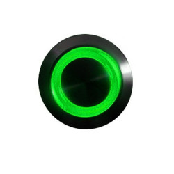 Przycisk 16 mm wandaloodporny niklowany czarny - podświetlanie led zielony